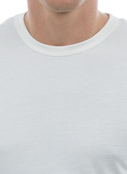 white bamboo shirt 100% crew neck