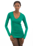 100% Bamboo Women's Long Sleeve V-Neck