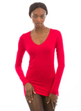 100% Bamboo Women's Long Sleeve V-Neck