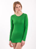 Jade bright green long sleeve crew neck round neck longsleeve shirt 70% bamboo 30% organic cotton soft and great for yoga 