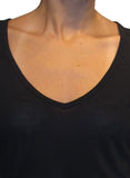 black v neck women's bamboo short sleeve