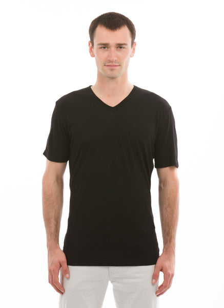 black short sleeve v neck tshirt for men 100% bamboo