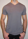 Men's Short Sleeve Grey V_Neck Bamboo T-shirt